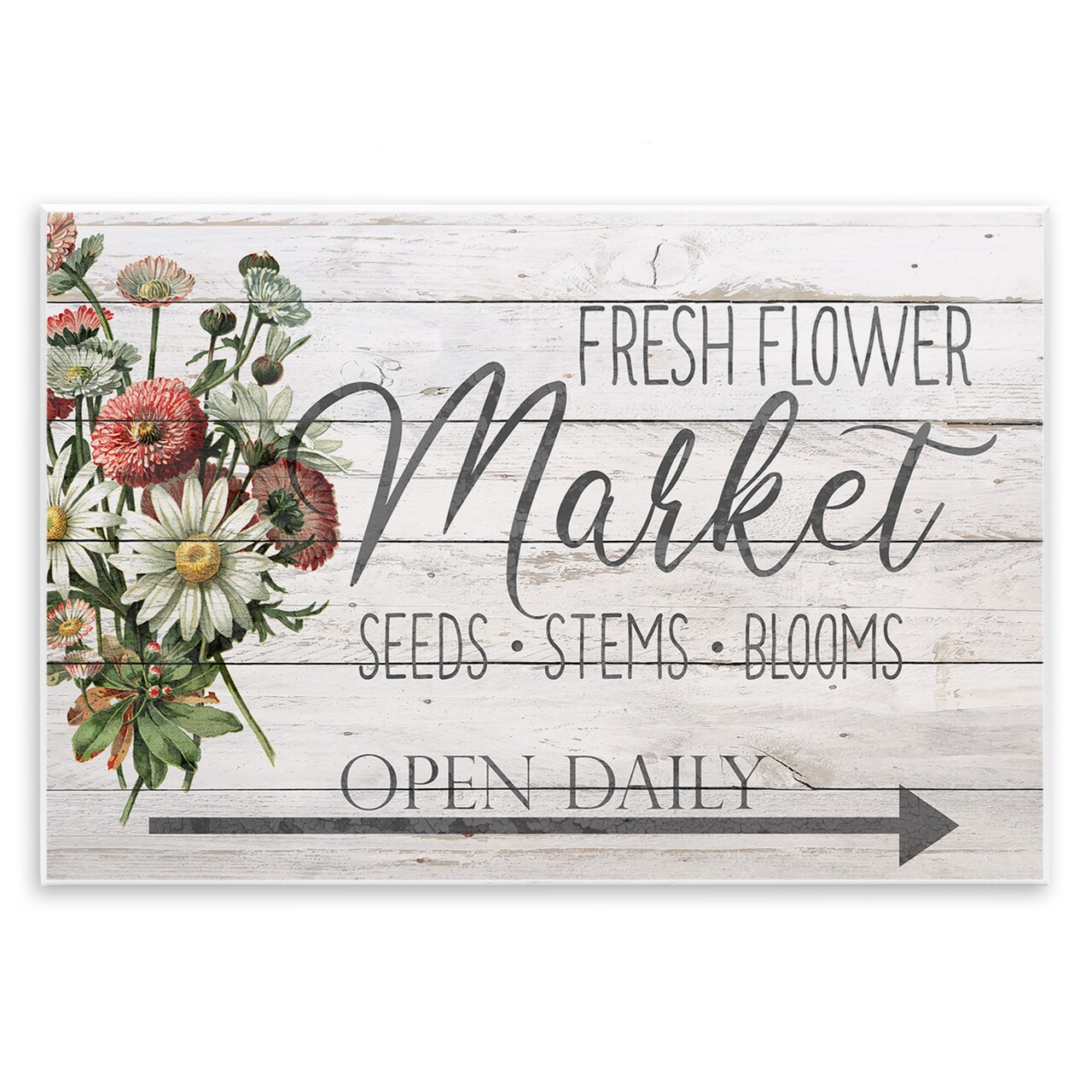 Stupell Industries Planked Style Fresh Flower Market Wall Plaque Art